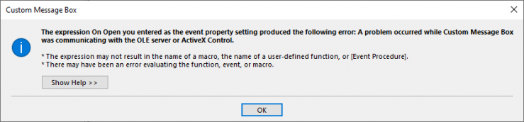 OLE Error Message